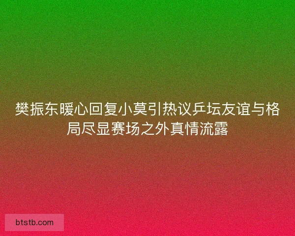 樊振东暖心回复小莫引热议乒坛友谊与格局尽显赛场之外真情流露